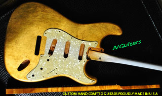 24K Gold JVG-luthier built Strat KOA neck Hand Built in the USA 