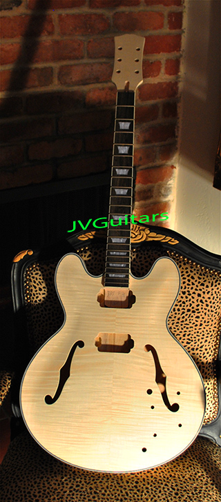 JVG Custom es335 Prototype Flame top BEFORE - finish ...ask